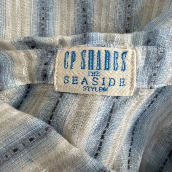 CP Shades Womens Striped Button-Up Shirt The Seaside Style Blue Linen Large NWOT - Picture 3 of 8